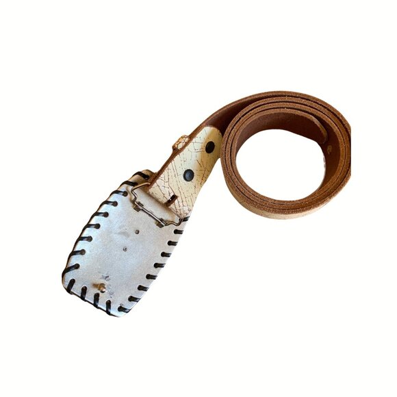 Cowhide Crystal Cross Leather Belt main image 4